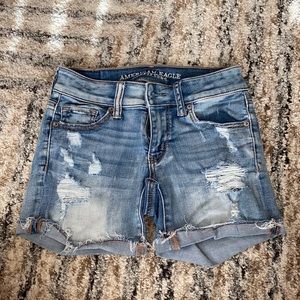 American Eagle Distressed Midi Jean Shorts